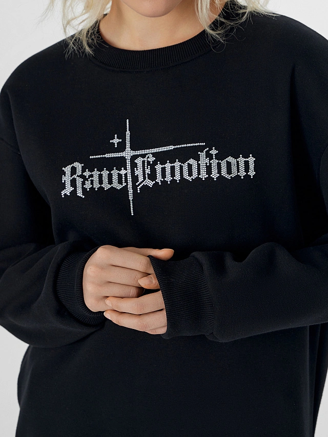 Теплый свитшот женский черный с начесом - 5