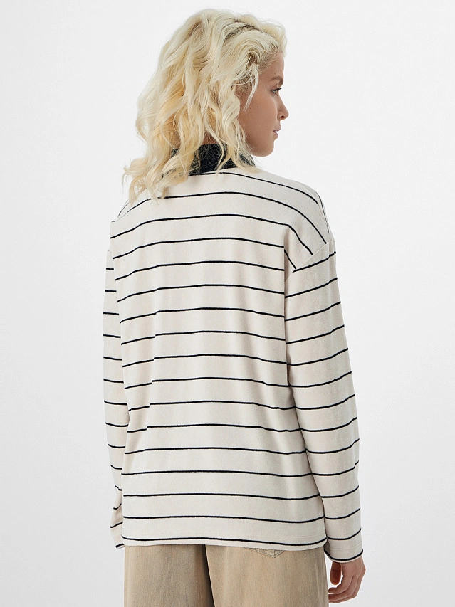 Поло женское бежевое в полоску - 2