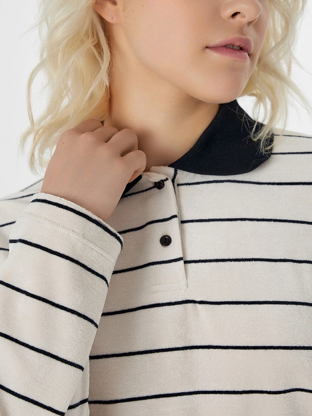 Поло женское бежевое в полоску - 4