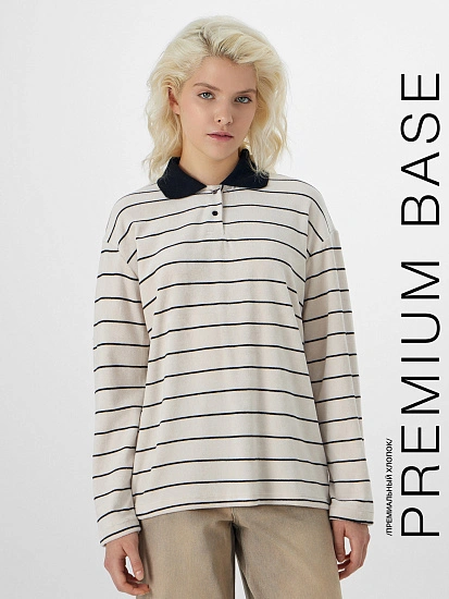 картинка Поло женское бежевое в полоску от магазина стильной одежды Mark Formelle