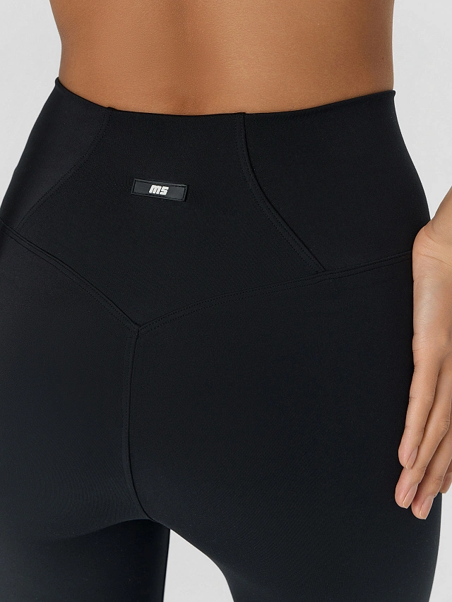 Бриджи спортивные женские с высокой линией талии черные - 7