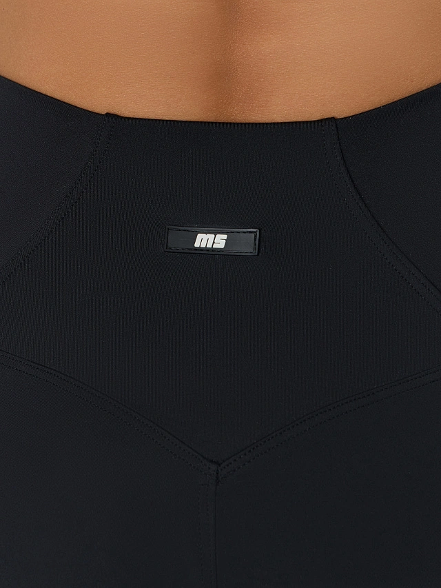 Бриджи спортивные женские с высокой линией талии черные - 8