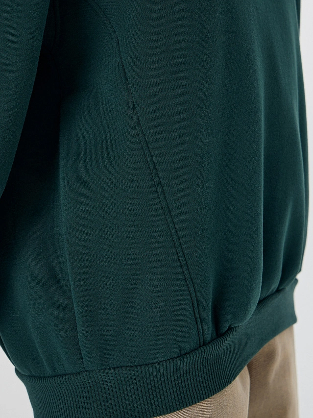 Теплое худи женское зеленое с начесом - 6