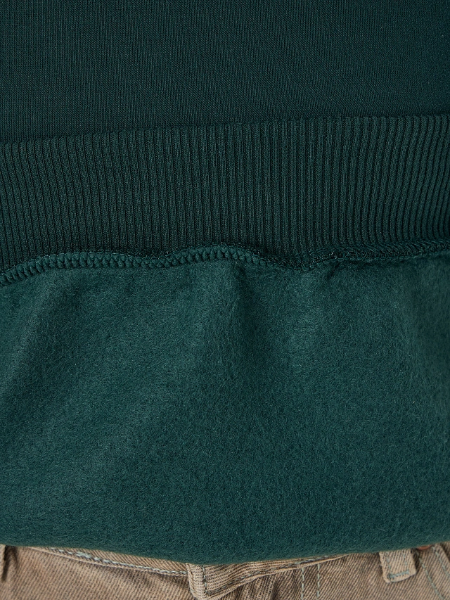 Теплое худи женское зеленое с начесом - 8