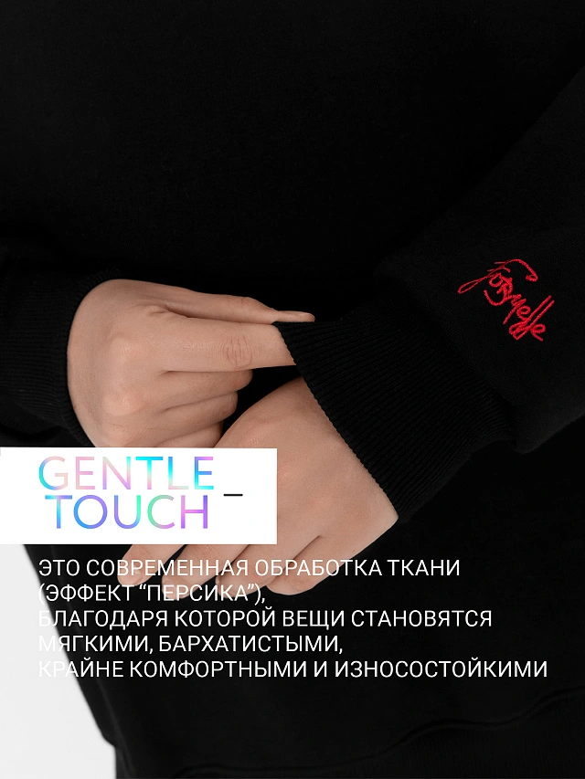 Теплое худи женское черное с начесом - 2