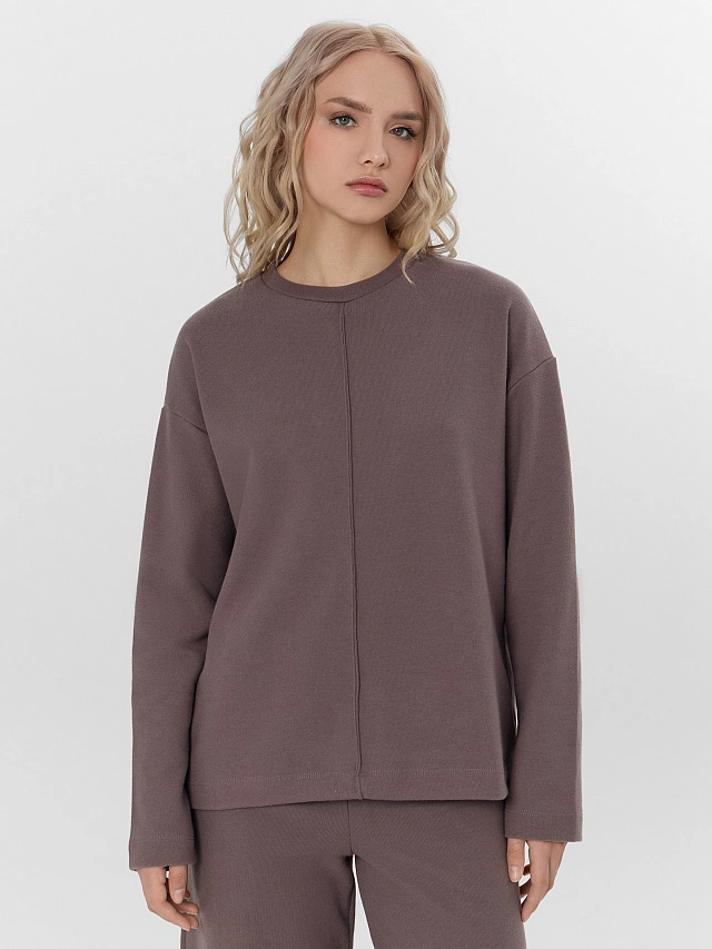 Комплект женский коричневый: джемпер и брюки - 3