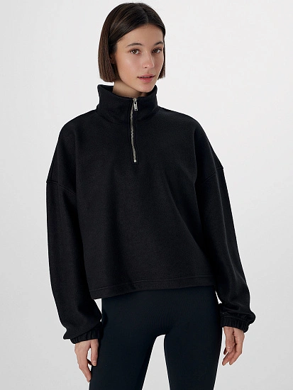 картинка Свитшот женский черный из флиса от магазина стильной одежды Mark Formelle