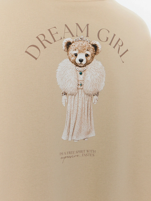 Теплое худи женское бежевое с начесом - 5