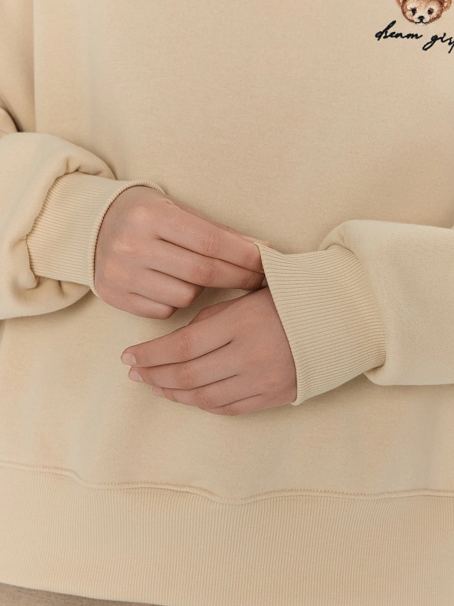 Теплое худи женское бежевое с начесом - 6