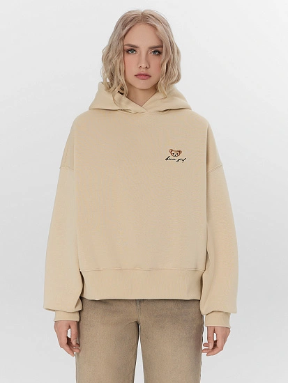 картинка Теплое худи женское бежевое с начесом от магазина стильной одежды Mark Formelle