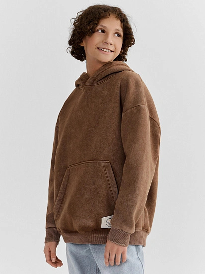 картинка Теплое худи для мальчиков коричневое с начесом от магазина одежды для мальчиков от бренда Mark Formelle