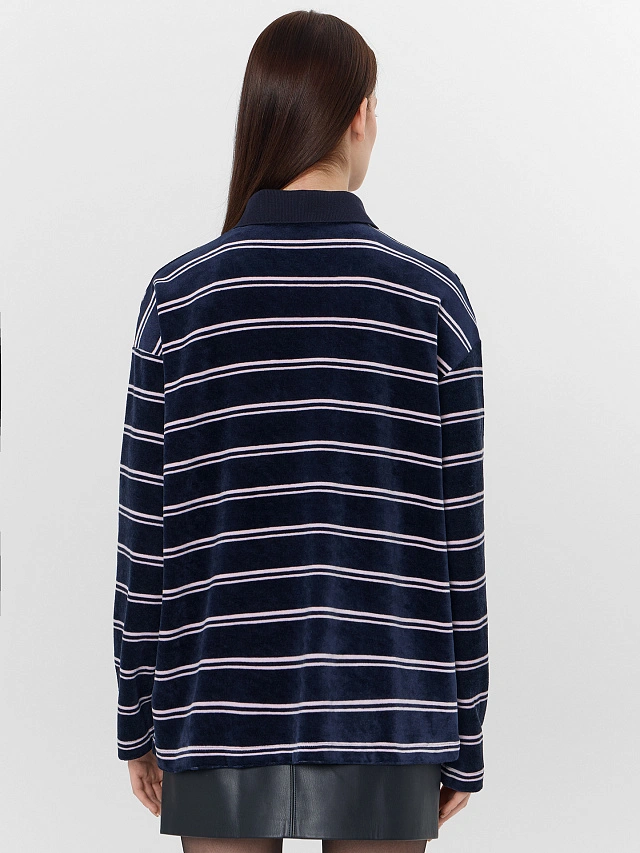 Поло женское синее в полоску - 2