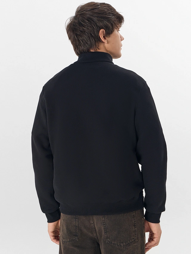 Теплый свитшот мужской черный с начесом - 3