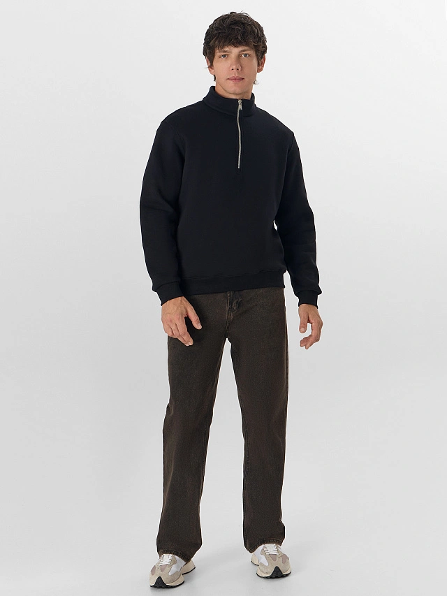 Теплый свитшот мужской черный с начесом - 4