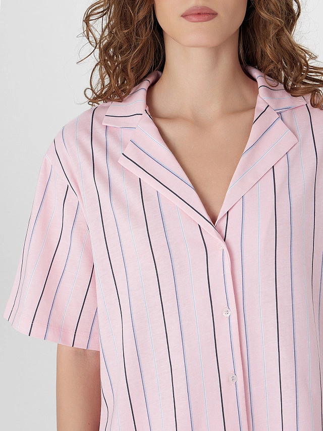 Комплект домашний женский розовый в полоску - 5