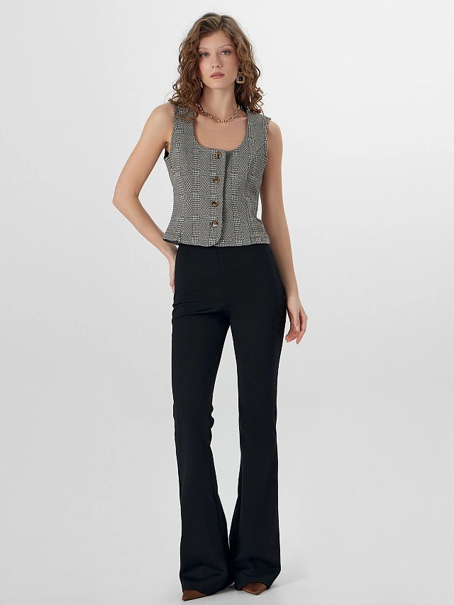 Брюки клеш женские черные - 3