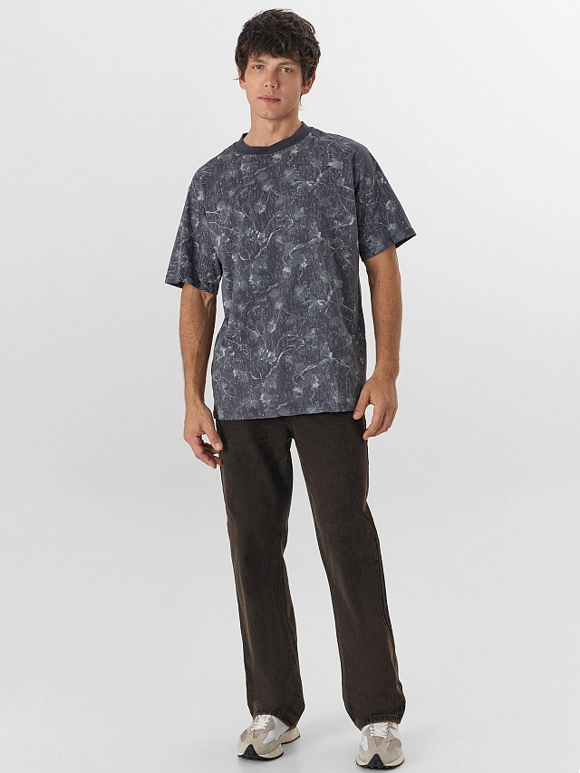 Футболка мужская серая с узором - 3