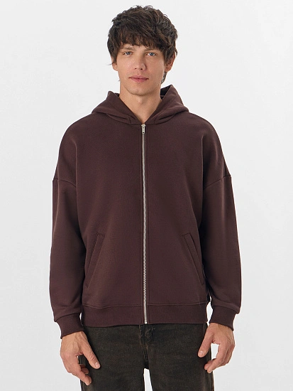 картинка Теплая толстовка мужская коричневая на молнии от магазина мужской одежды Mark Formelle