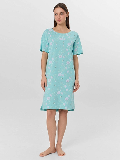 картинка Сорочка ночная женская зеленая с цветочным принтом от магазина стильной одежды Mark Formelle
