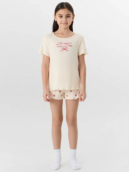 картинка КОМПЛЕКТ ДЛЯ ДЕВОЧЕК (ФУТБОЛКА, ШОРТЫ) от известного бренда одежды для девочек Mark Formelle