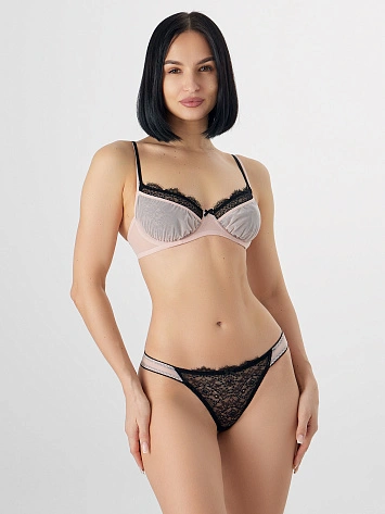 Трусы бразилиана женские черные кружевные