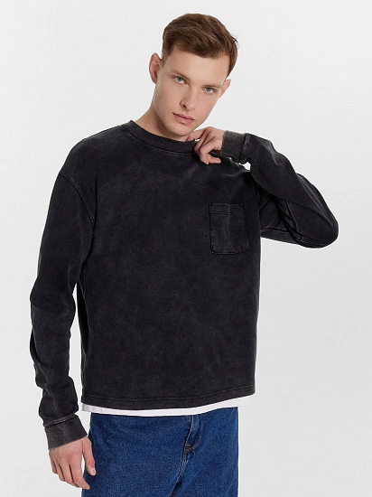картинка Лонгслив мужской черный с обработкой эйсид от магазина мужской одежды Mark Formelle