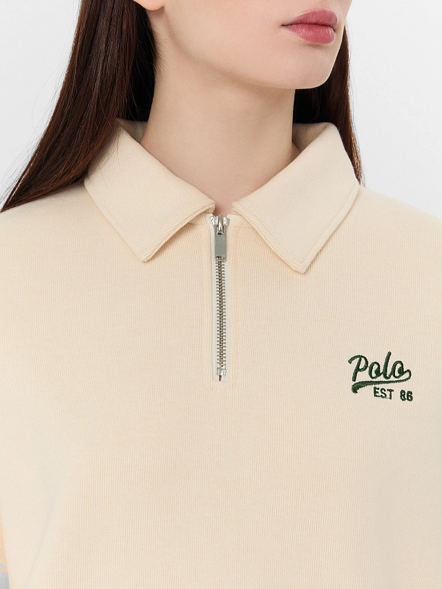 Джемпер женский молочный с застежкой-молнией - 4