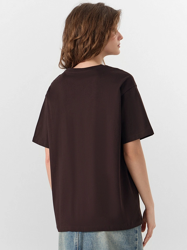 Футболка базовая женская коричневая - 3