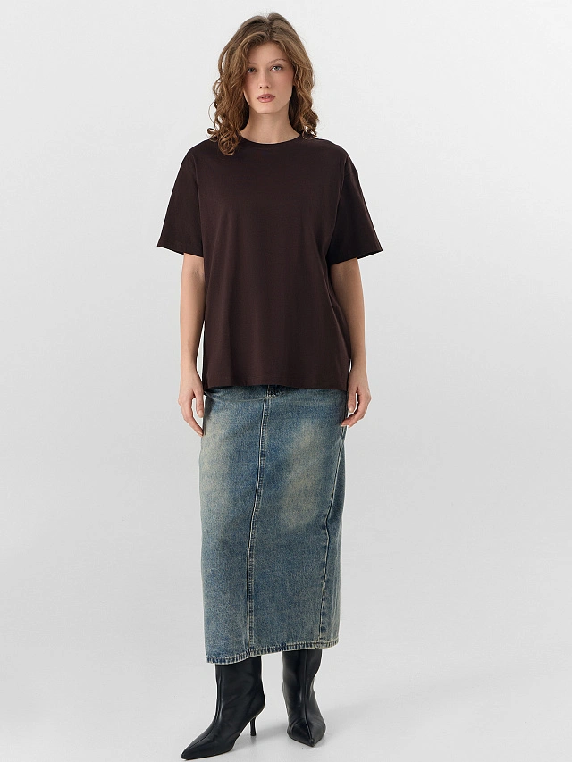 Футболка базовая женская коричневая - 4