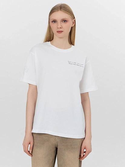 картинка Футболка женская белая "Белорусы не говорят..." от магазина стильной одежды Mark Formelle