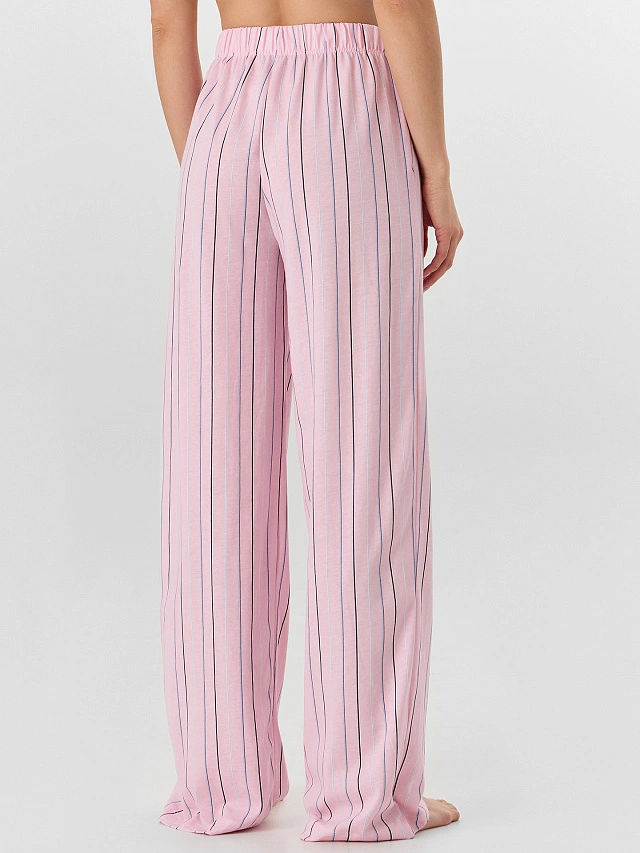 Брюки домашние женские розовые в полоску - 2