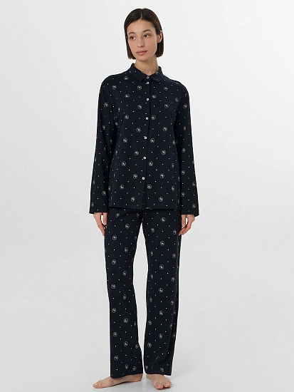 картинка Комплект женский домашний черный с узором от магазина стильной одежды Mark Formelle