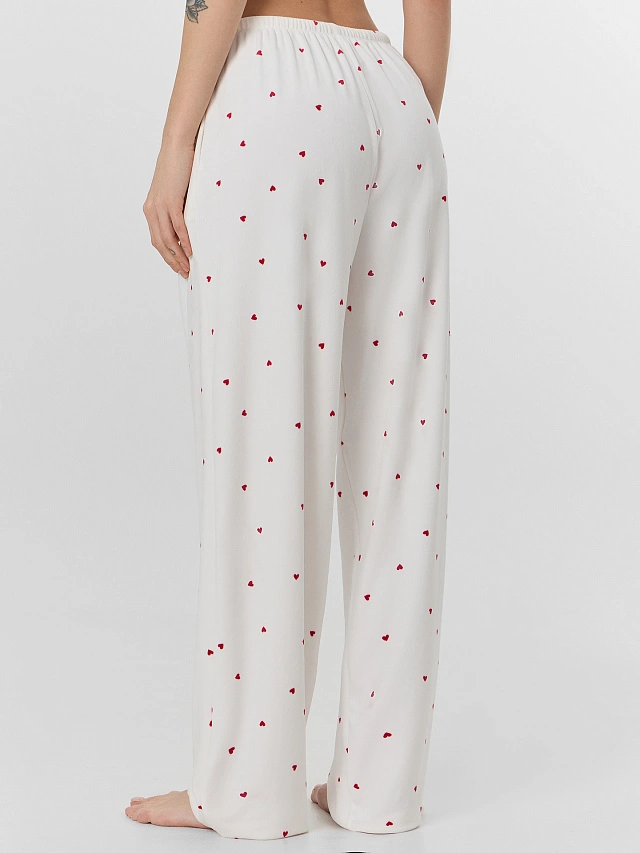 Брюки женские домашние велюровые с сердечками - 3