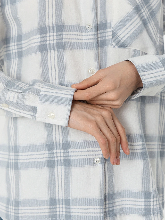 Рубашка женская серая в клетку - 7