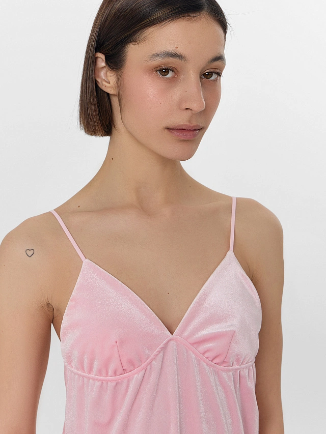 Платье домашнее женское велюровое розовое - 5