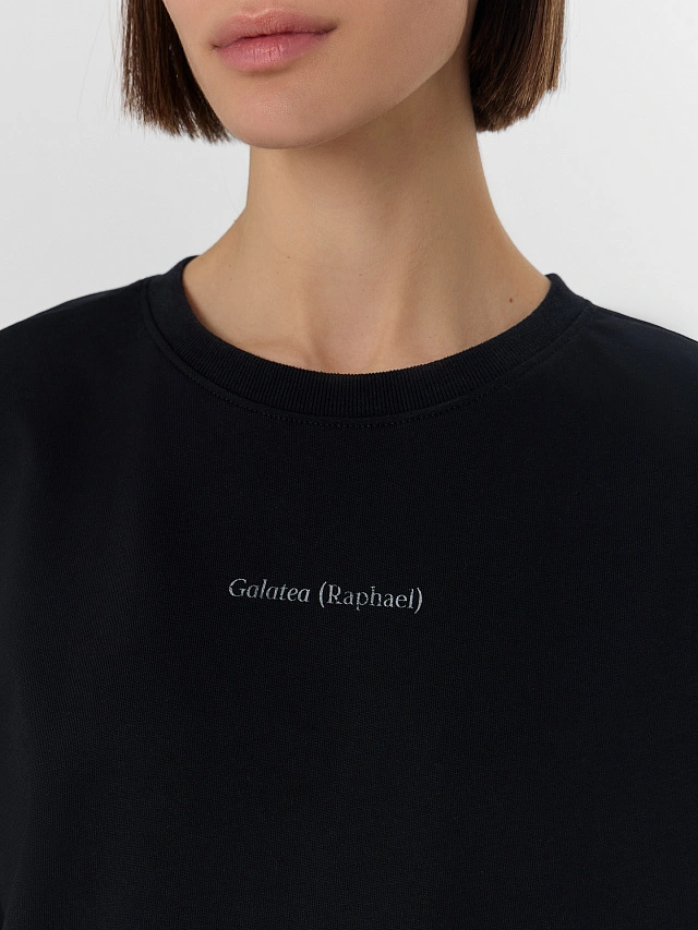 Футболка женская оверсайз черная с принтом - 5