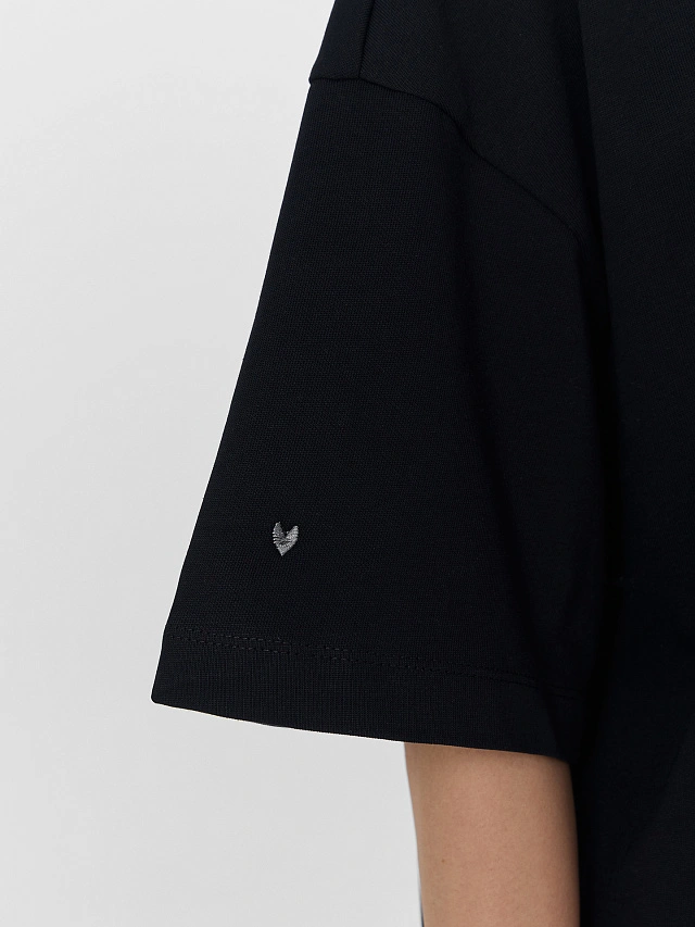 Футболка женская оверсайз черная с принтом - 6