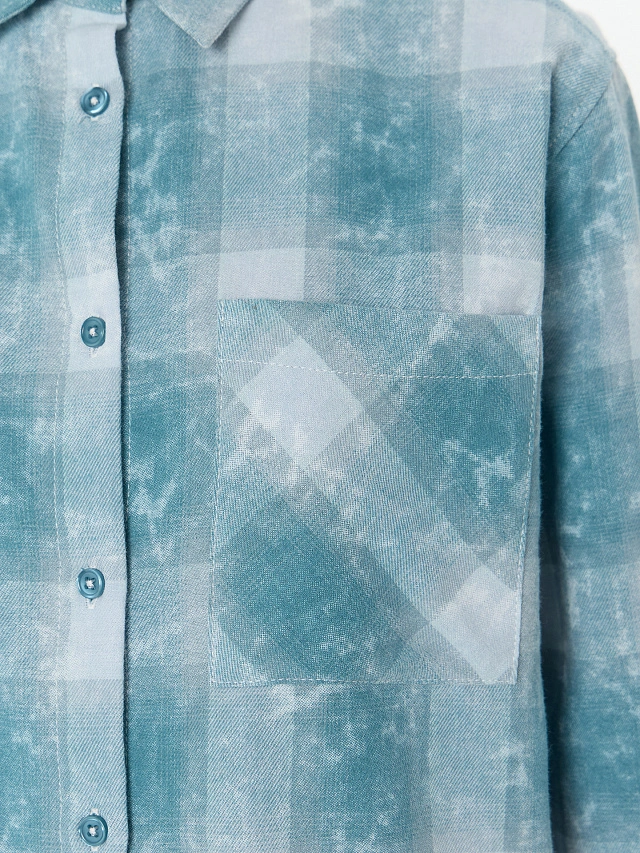 Рубашка женская голубая в клетку - 6