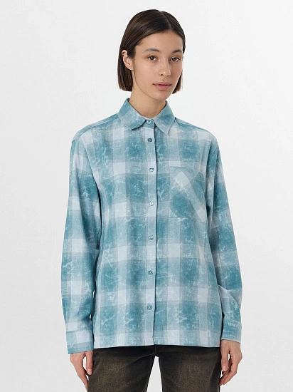 картинка Рубашка женская голубая в клетку от магазина стильной одежды Mark Formelle