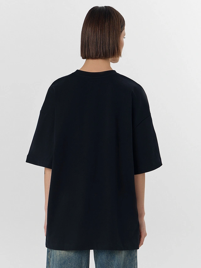 Футболка женская оверсайз черная - 3