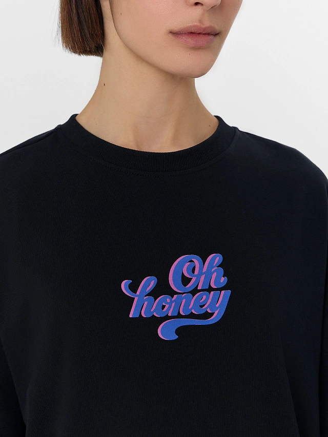 Футболка женская оверсайз черная - 5