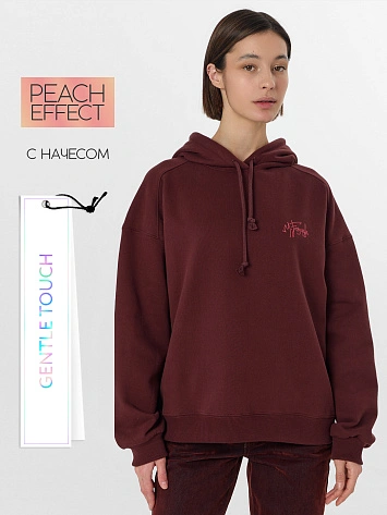 Теплое худи женское коричневое с начесом