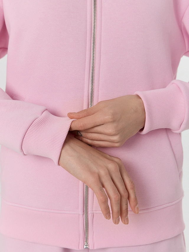 Толстовка женская розовая на молнии - 6