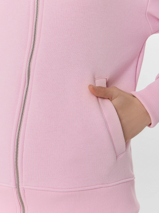 Толстовка женская розовая на молнии - 7