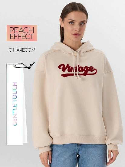 картинка Теплое худи женское бежевое с начесом от магазина стильной одежды Mark Formelle