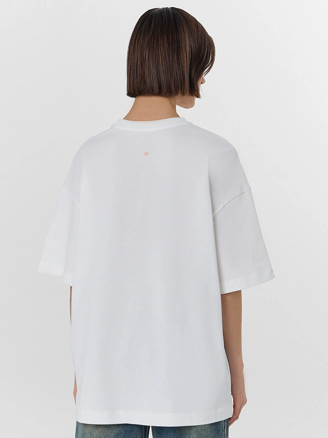 Футболка женская оверсайз белая - 3