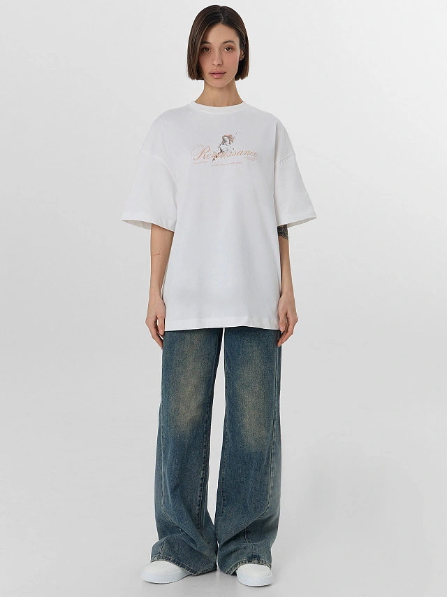 Футболка женская оверсайз белая - 4