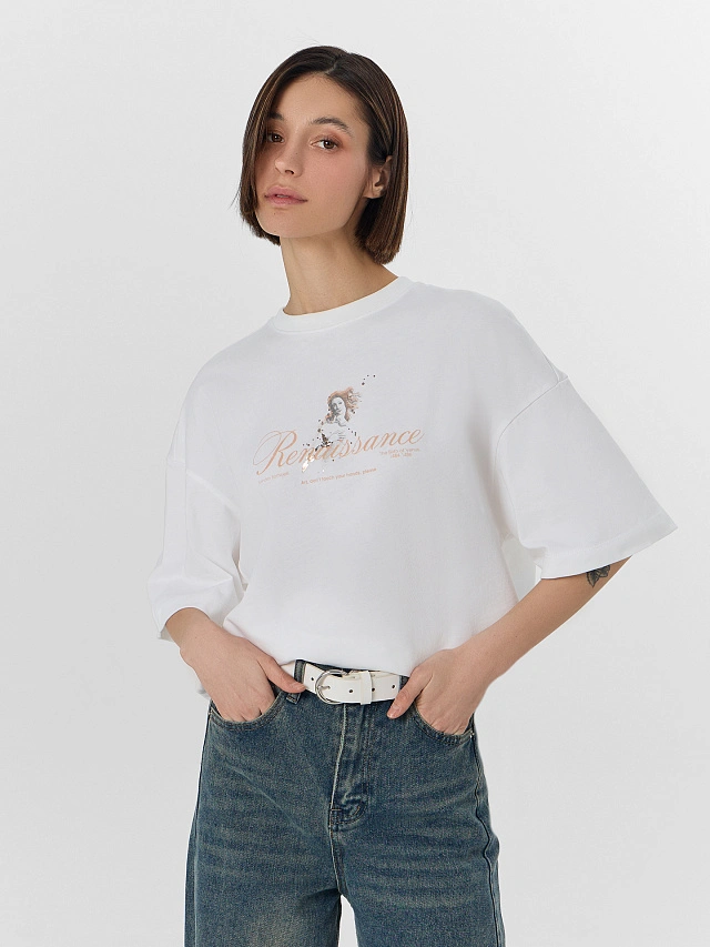 Футболка женская оверсайз белая - 7