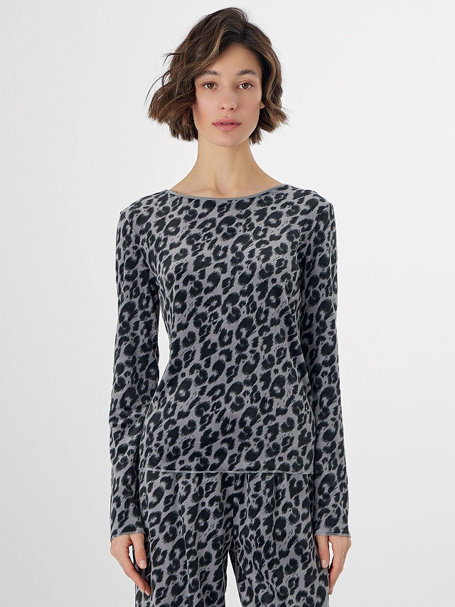 Комплект домашний женский велюровый серый с леопардовым принтом - 4