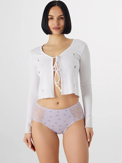 картинка Трусы женские макси кружевные с принтом в сердечко от магазина стильной одежды Mark Formelle